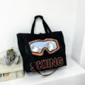 Schwarze große Reisetasche Sport Fitnessstudio Tasche mit Skibrille Motiv für Herren Alltag - Schwarz