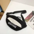 Stylish black and white chest bag, casual crossbody waist pack with adjustable strap for daily use. - Basic Style / Black
