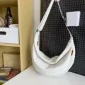 White large capacity dumpling bag casual crossbody shoulder bag for daily commuting stylish - White