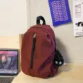 Casual burgundy lightweight backpack variant, stylish daily school and travel daypack. - Charm Style (Soot Sprite) / Red