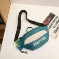 Stylish contrast color casual crossbody chest bag for men and women daily streetwear - With Green Lanyard / Green