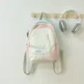Dopamine color blocking casual school backpack for teen girls and college students. - Blue and Pink Small