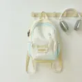 Multi-color dopamine school backpack, yellow blue white variant for teen girls and students. - Beige Blue Small Size