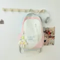 Japanese style dopamine color block backpack large capacity cute school bag for students - Blue Pink Large Size with Plush Pendant