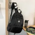 Black waterproof outdoor casual backpack daily travel school bag with panda pendant - With Panda Plush Keychain / Black