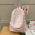 Lightweight minimalist solid color backpack casual versatile college student school bag for women - L / Backpack / Pink
