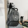 Grey waterproof outdoor travel backpack, casual large capacity daily school bag variant. - With Panda Plush Keychain / Gray