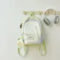 Cute pastel backpack for women and students, large capacity casual daypack with cute pendant. - Green Blue Small Size with Plush Pendant