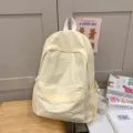 Light yellow casual backpack for daily use, lightweight student school bag with multiple pockets. - L / Backpack / Yellow