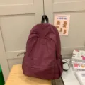 Casual solid color nylon backpack for daily school travel, lightweight minimalist design bookbag. - S / Backpack / Red