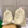 Lightweight minimalist solid color backpack casual student school bag variant style yellow - S / With Pendant / Yellow