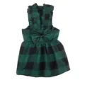 Green black plaid pet dress with ruffle straps and cute bow for small dogs and cats clothing - Dark Green