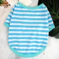 T-shirt per cani a righe estiva blu bianco vestiti per animali domestici cucciolo carino - Taglia S / Blu Oro