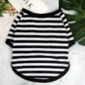 Maglietta a righe per cani nero e bianco vestiti per animali traspiranti estivi - Taglia S / Nero