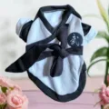Joli costume de samouraï chaud pour animaux de compagnie petits chiens doublure polaire. - S / Blanc avec ceinture noire