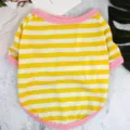 Maglietta a righe per cani piccoli animali giallo rosa bordo estate abbigliamento variante - Taglia S / Giallo