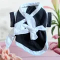 Costume de Samouraï pour Chien Noir et Blanc Vêtements pour Animaux Kimono Cosplay Mignon pour Chiens - S / Noir avec ceinture blanche