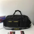 Schwarze große Reise Reisetasche Fitness Sporttasche Gepäcktasche mit Gurt für Damen Herren - Schwarz