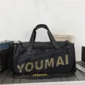 Black large capacity travel duffel bag for men and women, sports gym fitness bag with shoulder strap. - Black