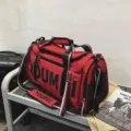 Large capacity travel duffel bag with dry wet separation for men women gym sports fitness workout. - Red