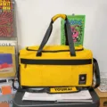 Large capacity yellow travel duffel bag, casual sports fitness gym bag for men and women. - Yellow