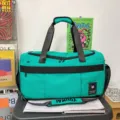 Travel duffel bag large capacity sports gym bag waterproof short trip luggage for students - Cyan Green