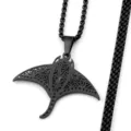Collana con pendente razza totem hawaiano in acciaio inox gioielli moda neri dettagli - Nero A