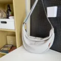 Casual light grey crescent crossbody bag, large capacity nylon dumpling shoulder bag for daily use. - Gray