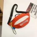Casual orange and white crossbody chest bag for men and women, stylish street style daily pack. - With Green Lanyard / Orange
