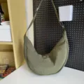 Large capacity solid color crescent shoulder bag, casual lightweight dumpling crossbody bag. - Army Green