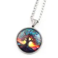 Collana con ciondolo albero della vita in acciaio inossidabile e pietra di vetro. - Argento A