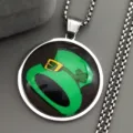 Zilveren tijdsteen hanger ketting met groene leprechaun hoed gothische stijl mode sieraad - 60CM / Zilver
