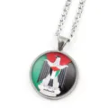 Collana con bandiera della Palestina ciondolo in vetro acciaio inossidabile gioielli - Argento B