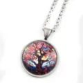 Collana con ciondolo in acciaio inossidabile cabochon vetro albero della vita, gioielli catena argento - Argento B