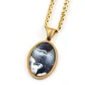 Collier chaîne plaqué or avec pendentif marbre noir ovale, bijou de mode minimaliste tendance. - Or B