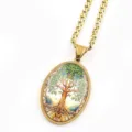 Gold Tree of Life Pendant Necklace Variant Classic Oval Charm Fashion Jewelry Accessory - Gold C