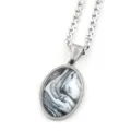 Collier pendentif ovale en pierre précieuse motif marbre étoilé bijou de mode - Argent D