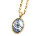 Collier chaîne gourmette dorée avec pendentif gemme cosmique, bijou élégant et tendance. - Or D