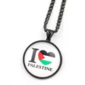 Collier pendentif drapeau Palestine chaîne noire pendentif bijoux anti-guerre cadeau - Noir D