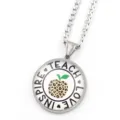Collier pendentif pomme léopard enseignant, variante de bijoux en chaîne argentée. - Argent E
