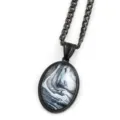 Collier pendentif gemme ovale noir style galaxie marbre accessoire de bijoux de mode - Noir D