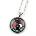 Collier pendentif en verre drapeau Palestine, bijou accessoire de mode style anti-guerre. - Argent E