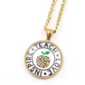 Collier En Or Professeur Pomme Léopard Pendentif Inspire Teach Love Cadeau Bijoux - Or E