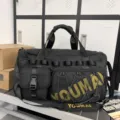 Black sports duffel bag large capacity fitness travel bag with wet dry separation for gym. - Black