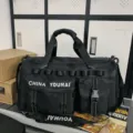 Black sports duffel bag with large capacity, dry-wet separation, ideal for gym and travel. - Black