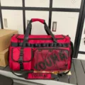 Large capacity red sports gym duffel bag for travel, fitness and short business trips. - Red