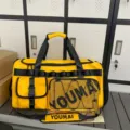 Yellow black sports fitness duffel bag large capacity travel gym bag for men and women - Yellow