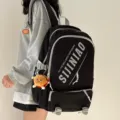 Großer schwarzer Rucksack mit großer Kapazität für Damen und Herren Schultasche Alltag - Schwarz + Mini-Burger