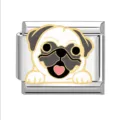 Maillon de bracelet modulaire DIY en acier inoxydable avec motif de chien carlin. - Style Carlin(HA-348)