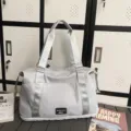 Grey travel duffel bag, lightweight waterproof sports gym bag with large capacity. - Gray